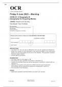 OCR GCSE &lpar;9&ndash;1&rpar; Geography B &lpar;Geography for Enquiring Minds&rpar; PAPER 1&comma;2 and 3 JUNE 2023 QUESTION PAPERS AND MARK SCHEMES