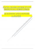 EXCEL CRASH COURSE E XAM FROM WALL STREET PRE P QUESTIONS AN D ANSWERS A&plus; RATED