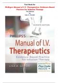 Test Bank for Phillips's Manual of I.V. Therapeutics: Evidence-Based Practice for Infusion Therapy, 7th Edition by Lisa A. Gorski. |All Chapters, Complete Q & A, Latest|
