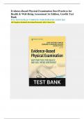 Evidence-Based Physical Examination Best Practices for Health & Well-Being Assessment 1st Edition, Gawlik Test Bank|| FULL TEST BANK ||A+ COMPLETE GUIDE ||UPDATED LATEST 2023