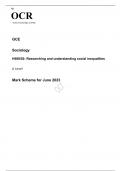 OCR A Level Sociology H580/02 JUNE 2023 MARK SCHEME: Researching and understanding social inequalities