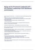 Study set for Proctored Leadership ATI - ATI Practice Leadership A & B Questions and Answers.