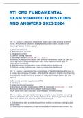 ATI CMS FUNDAMENTAL  EXAM VERIFIED QUESTIONS  AND ANSWERS 2023/2024