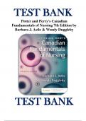 Test Bank for Potter and Perry's Canadian Fundamentals of Nursing 7th Edition by Barbara J. Astle, Wendy Duggleby ISBN 9780323870658 Chapter 1-48 | Complete Guide A+