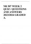 NR 507 WEEK 2 QUIZ / QUESTIONS AND ANSWERS 2023/2024 GRADED A.