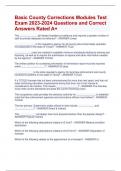 Basic County Corrections Modules Test  Exam 2023-2024 Questions and Correct  Answers Rated A&plus;