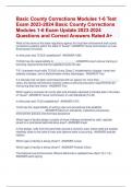 Basic County Corrections Modules 1-6 Test  Exam 2023-2024 Basic County Corrections  Modules 1-6 Exam Update 2023-2024  Questions and Correct Answers Rated A&plus;