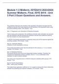 Module 1-3 Midterm, ISYE6414 2023/2024 Summer Midterm, Final, ISYE 6414 - Unit 3 Part 2 Exam Questions and Answers.