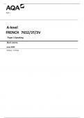 AQA A-level FRENCH &Tab;7652&sol;3T&sol;3V Paper 3 Speaking Mark scheme  June 2023 Version&colon; 1&period;0 Final 