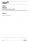 AQA A-level  FRENCH  Paper 1 Listening&comma; Reading and Writing 7652-1-INS-French-A-12Jun23
