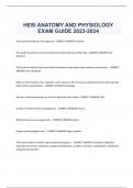HESI ANATOMY AND PHYSIOLOGY  EXAM GUIDE 2023-2024