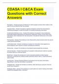 CDASA I C&CA Exam Questions with Correct Answers