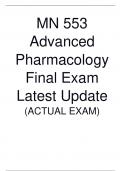 MN 553 Advanced Pharmacology Final Exam Latest Update 2023/2024 (ACTUAL EXAM)