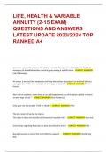 LIFE&comma; HEALTH & VARIABLE  ANNUITY &lpar;2-15 EXAM&rpar;  QUESTIONS AND ANSWERS  LATEST UPDATE 2023&sol;2024 TOP  RANKED A&plus;