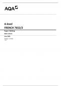 AQA A-level FRENCH 7652&sol;2 Paper 2 Writing  Mark scheme  June 2023 Version&colon; 1&period;0 Final 