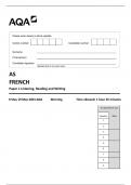 AQA AS  FRENCH  Paper 1 Listening, Reading and Writing  7651-1-QP-French-AS-19May23