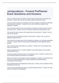 Jurisprudence - Funeral PrePlanner Exam Questions and Answers