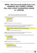 NR442 - RN Community Health Exam 2 ALL ANSWERS 100&percnt; CORRECT SPRING FALL-2022 LATEST GUARANTEED GRADE A&plus;&period; VERIFIED