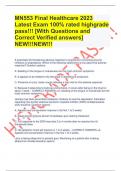 MN553 Final Healthcare 2023 Latest Exam 100% rated highgrade pass!!! [With Questions and Correct Verified answers] NEW!!!NEW!!!