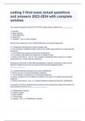 coding 3 final exam actual questions and answers 2023-2024 with complete solution
