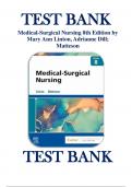 Test Bank for Medical-Surgical Nursing 8th Edition by Mary Ann Linton, Adrianne Dill; Matteson ISBN 9780323826716 Chapter 1-63 | Complete Guide A+