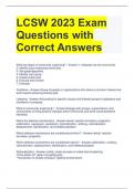 LCSW 2023 Exam Questions with Correct Answers 