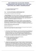 NEXT GENERATION ACCUPLACER&colon; READING COMPREHENSION AND SENTENCE SKILLS 2023-2024 QUESTIONS AND CORRECT ANSWERS&vert;AGRADE