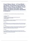 Fraud, Waste, Abuse - 2, Fraud Waste and Abuse, Preventing Fraud, Abuse & Waste, Fraud, Abuse, and Waste, Fraud Waste and Abuse 2018 AHIP, fraud, waste, and abuse prevention Questions & Answers!!