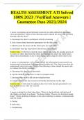 HEALTH ASSESSMENT ATI Solved 100&percnt; 2023 &sol;Verified Answers &vert; Guarantee Pass 2023&sol;2024