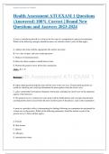 Health Assessment ATI EXAM 1 Questions &lpar;Answered&rpar; 100&percnt; Correct &vert; Brand New Questions and Answers With Rationale 2023-2024