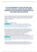 ATI PN FUNDAMENTALS LATEST TEST BANK 2023- 2024 REAL EXAM 300+ QUESTIONS AND CORRECT ANSWERS WITH RATIONALES|PN FUNDAME