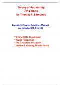 Solutions For Survey of Accounting, 7th Edition Edmonds (All Chapters included)