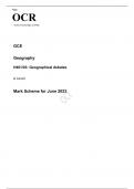 OCR A Level Geography H481/03 JUNE 2023 MARK SCHEME: Geographical debates