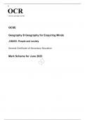 OCR GCSE &lpar;9&ndash;1&rpar; Geography B &lpar;Geography for Enquiring Minds&rpar; J384&sol;02 JUNE 2023 MARK SCHEME&colon; People and Society