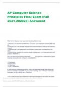AP Computer Science  Principles Exam Latest  Updated Graded A+