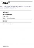 AQA A-level GEOGRAPHY 7037/2 Paper 2 Human Geography Mark scheme June 2020 Version: 1.0 Final