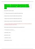 HESI A2 - Grammar (Questions) With  rationale answers. 100% proven pass  rate