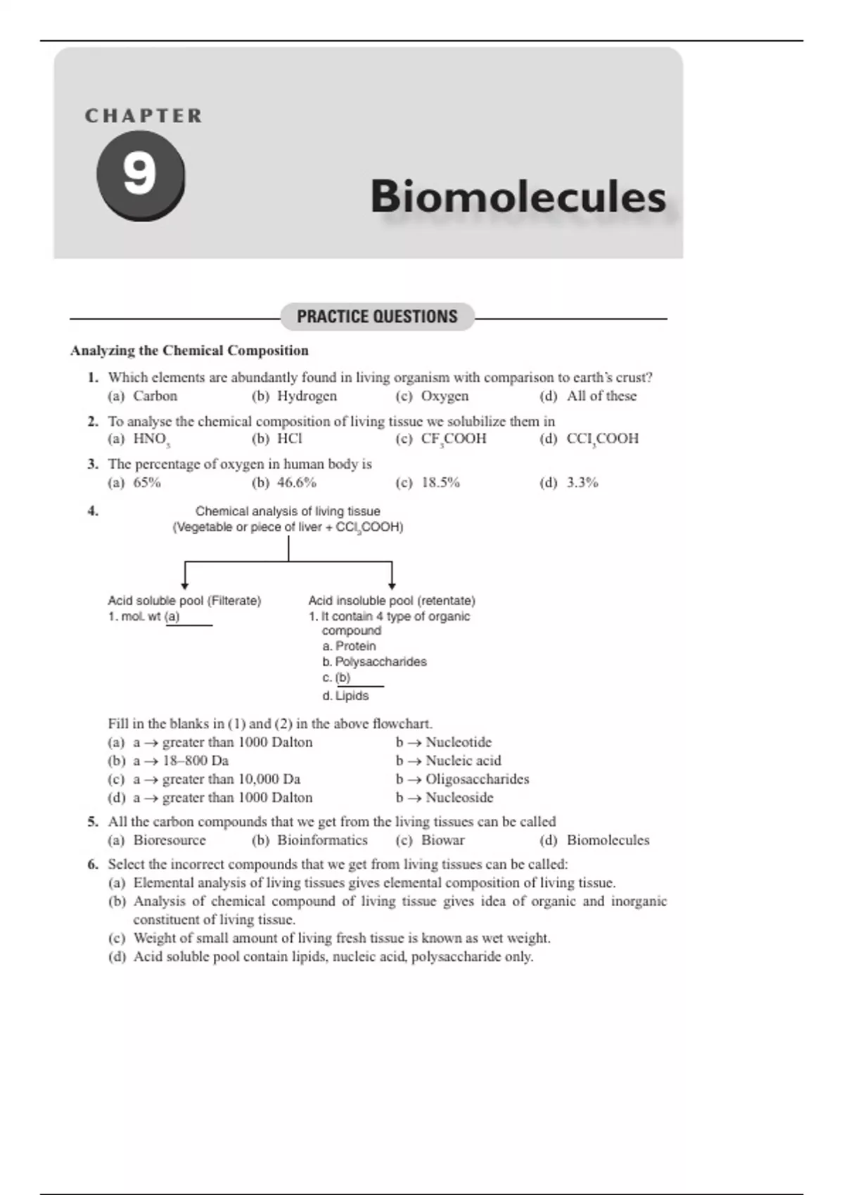 NEET Class 11 Biology - Biomolecules Chapter: Important Questions ...