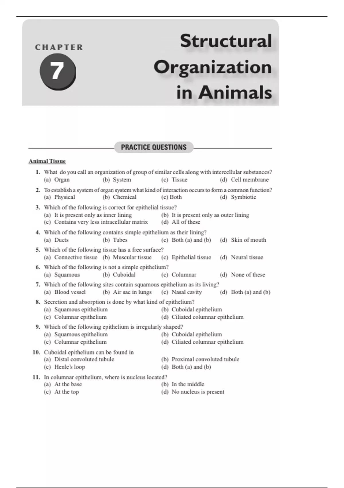 NEET Class 11 Biology - Structural Organisation of Animals Chapter ...