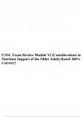 CNSC Exam Review Module VI (Considerations in Nutrition Support of the Older Adult) Rated 100% Correct!!