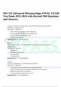 MN 553 Advanced Pharmacology FINAL EXAM Test Bank 2023-2024 with Revised 300 Questions and Answers&period;