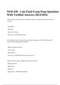 NUR 436 - Lab Final Exam Prep Questions With Verified Answers 2023/2024.