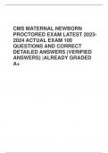 CMS MATERNAL NEWBORN PROCTORED EXAM LATEST 2023- 2024 ACTUAL EXAM 100 QUESTIONS AND CORRECT DETAILED ANSWERS &lpar;VERIFIED ANSWERS&rpar; &vert;ALREADY GRADED A&plus;