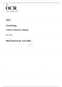 OCR AS Level Psychology H167/01 JUNE 2023 MARK SCHEME: Research methods