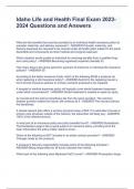 Idaho Life and Health Final Exam 2023-2024 Questions and Answers 