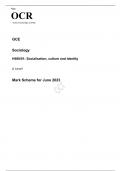 OCR A Level Sociology H580/01 JUNE 2023 MARK SCHEME: Socialisation, culture and identity