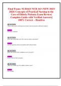 Final Exam: NUR163/ NUR 163 (NEW 2023/ 2024) Concepts of Practical Nursing in the  Care of Elderly Patients Exam Review| Complete Guide with Verified Answers| 100% Correct – Hondros 