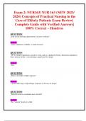 Exam 2: NUR163/ NUR 163 (NEW 2023/ 2024) Concepts of Practical Nursing in the  Care of Elderly Patients Exam Review| Complete Guide with Verified Answers| 100% Correct – Hondros 