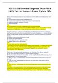 NR 511: Differential Diagnosis Exam With  100% Correct Answers Latest Update 2024