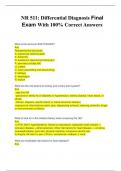 NR 511&colon; Differential Diagnosis Final  Exam With 100&percnt; Correct Answers
